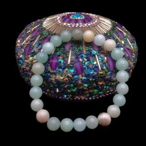 Amazonite Beaded Bracelet 8mm Gemstones Handmade Unisex Stretch Stackable NEW